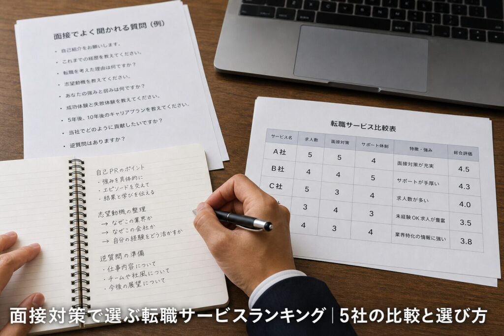面接対策で選ぶ転職サービスランキング｜5社の比較と選び方のアイキャッチ画像