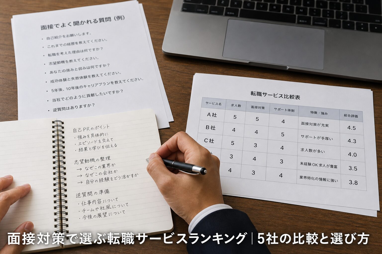 面接対策で選ぶ転職サービスランキング｜5社の比較と選び方のアイキャッチ画像