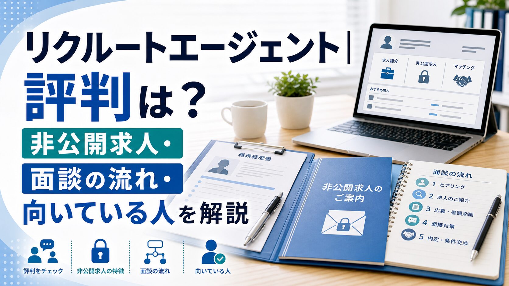 リクルートエージェント｜評判は？非公開求人・面談の流れ・向いている人を解説のアイキャッチ画像