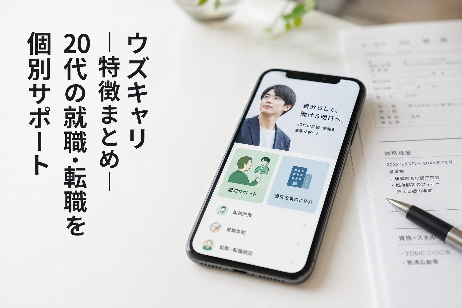 ウズキャリ|特徴まとめ|20代の就職・転職を個別サポートのアイキャッチ画像