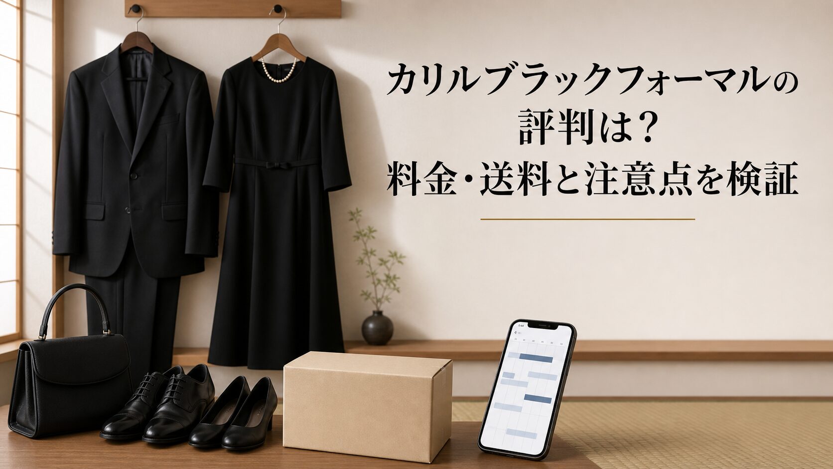 カリルブラックフォーマルの評判・料金・送料・注意点を解説する記事のアイキャッチ