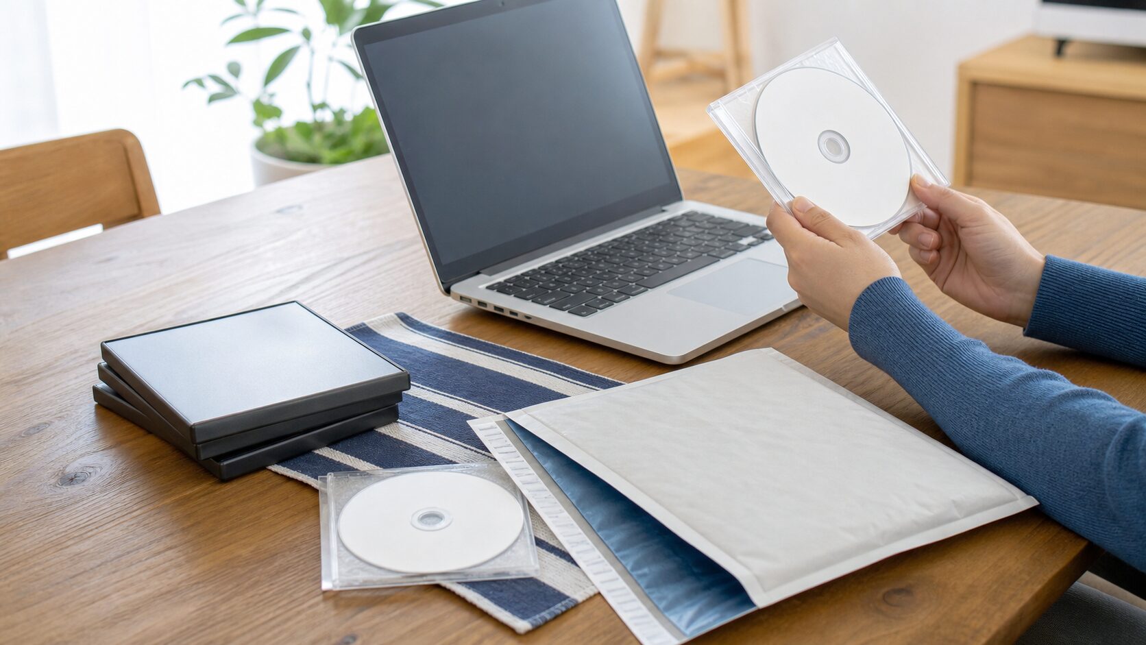 自宅でDVDとCDの宅配レンタルを選ぶイメージ