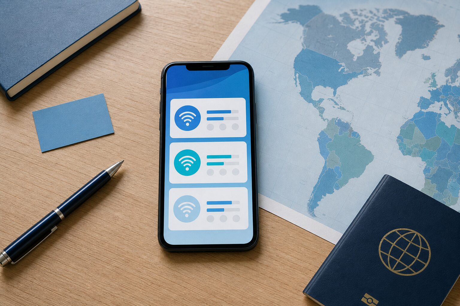 海外旅行用eSIMの容量とプランを比較するイメージ
