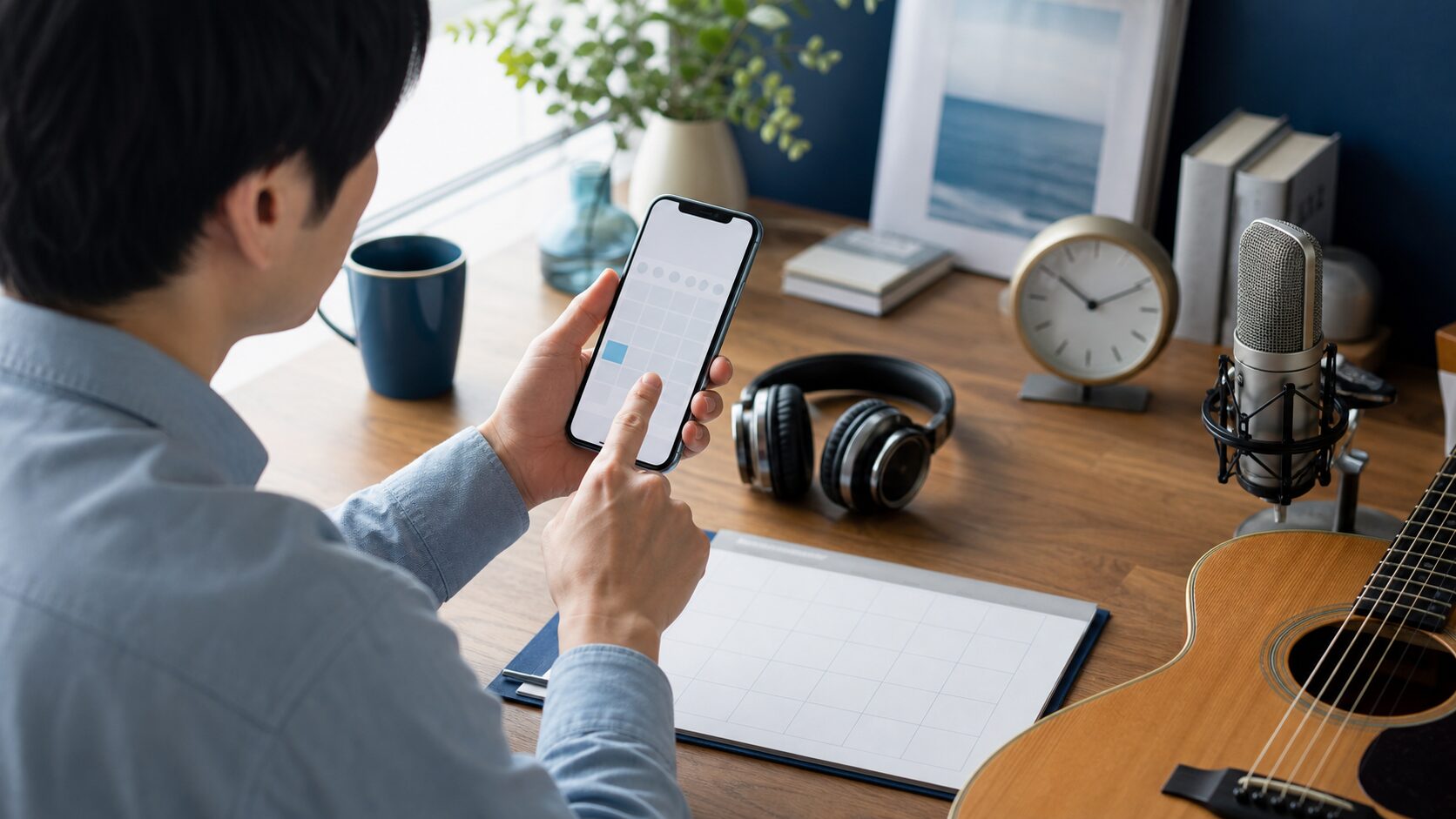 音楽レッスンの予約日とキャンセル期限を管理するイメージ
