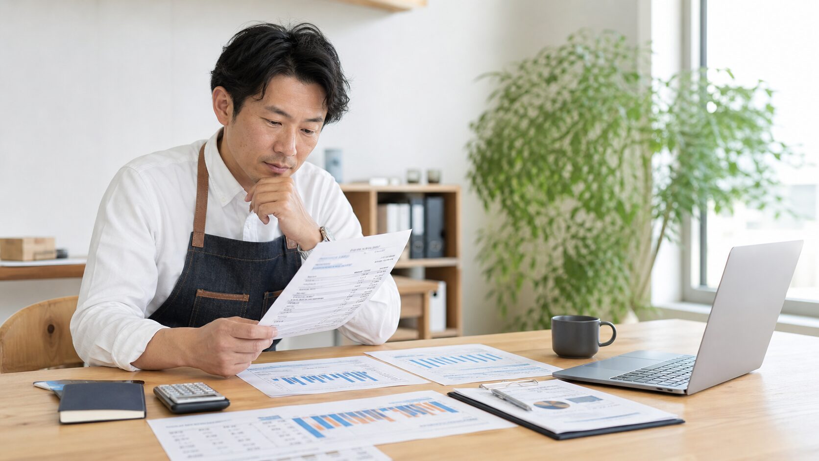 法人向け電気料金の12か月総額を比較する店舗オーナー