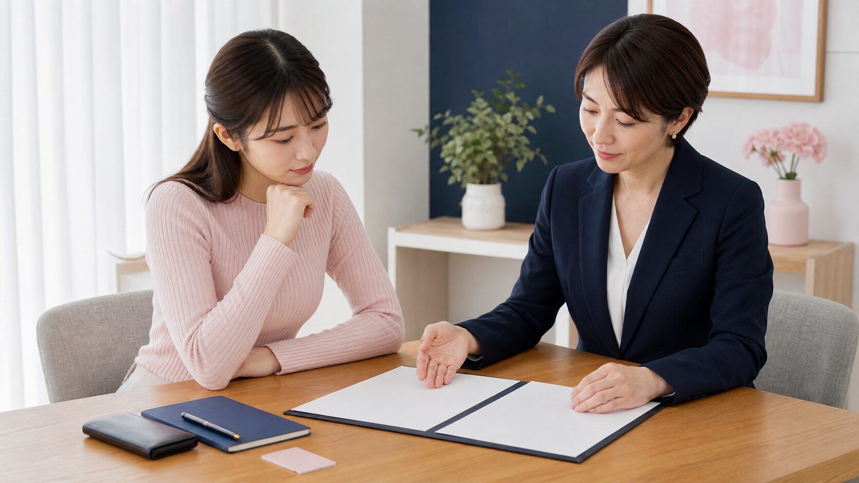 入会条件と契約書面を落ち着いて確認する無料相談のイメージ
