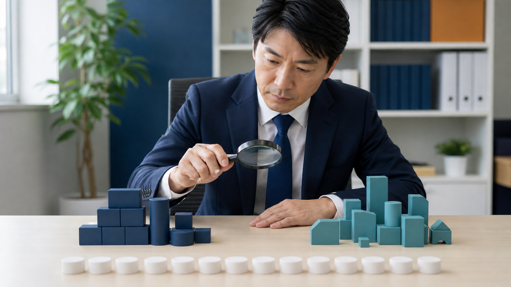 介護施設の担当者が削減事例の条件を精査するイメージ
