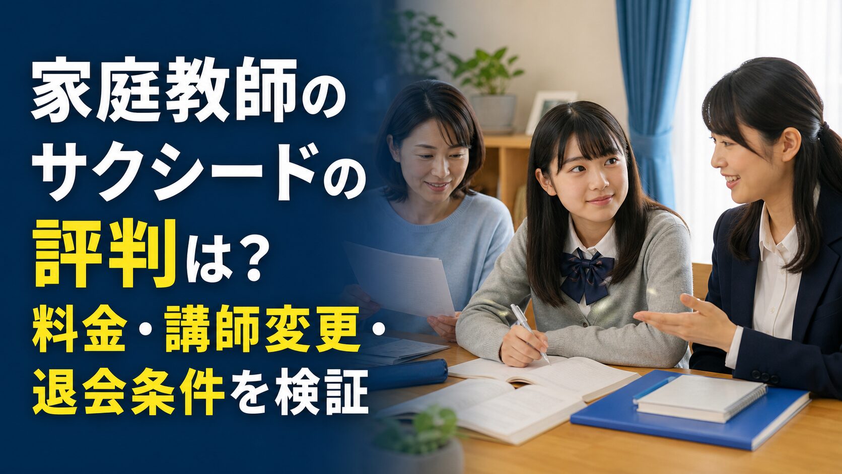 家庭教師のサクシードの評判は?料金・講師変更・退会条件を検証