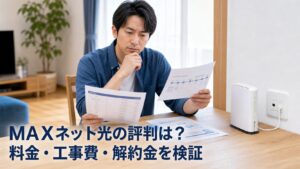 MAXネット光の料金・工事費・解約金を光回線機器と比較する利用者
