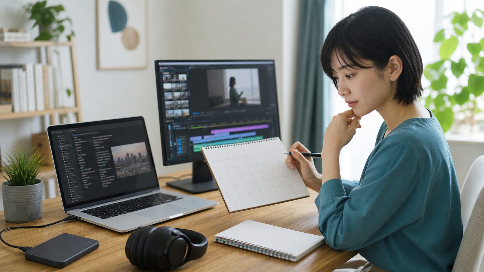 動画編集の学習時間とパソコン環境を照合する受講検討者