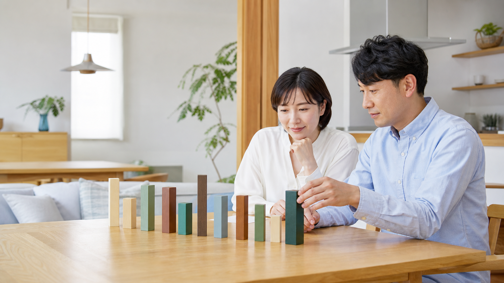 年間の電気料金を無地のブロックで比べる家庭