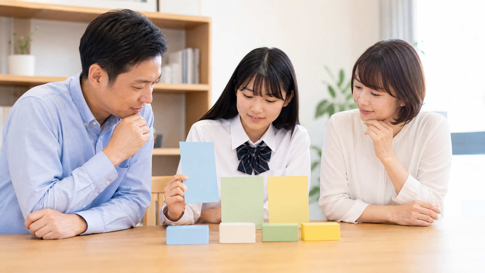 高校生と保護者がコース別の費用を比較するイメージ