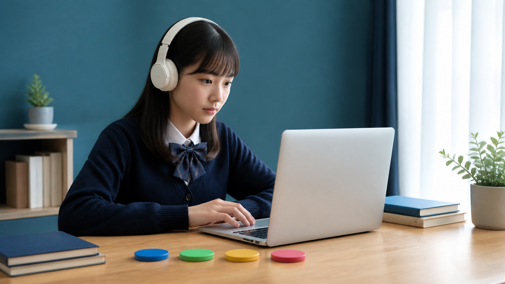 高校生がオンラインで英語資格の学習を進めるイメージ