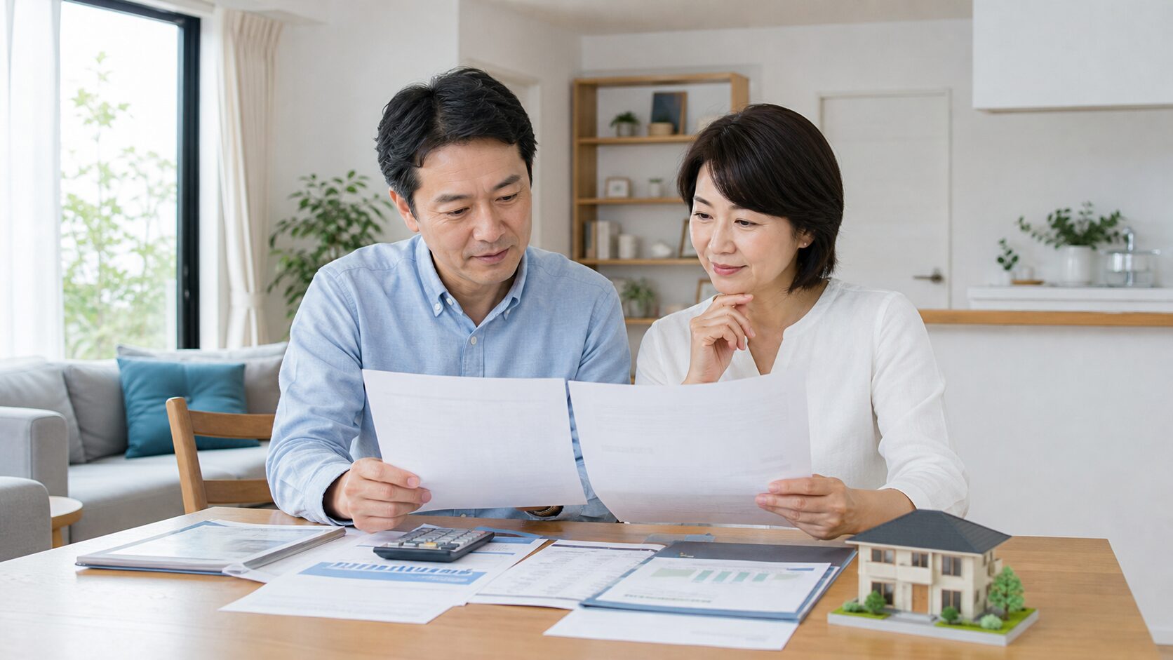 不動産査定の利用料と売却手取りを比較する夫婦
