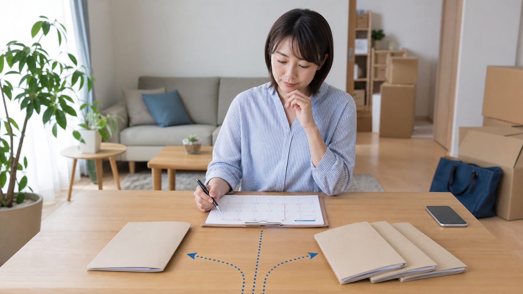 引越しの連絡時間と比較する会社数を事前に整理する女性